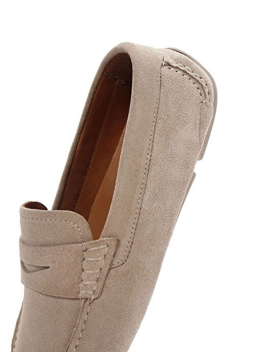 Erkek Bej Süet Deri Loafer 25SFD630310 - Görsel 8