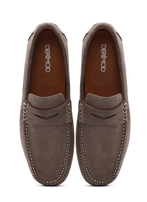 Erkek Vizon Süet Deri Loafer 25SFD630310 - Görsel 8