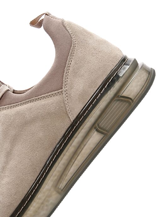 Erkek Bej Bağcıklı Süet Deri Sneaker 25SFD631410 - Görsel 9