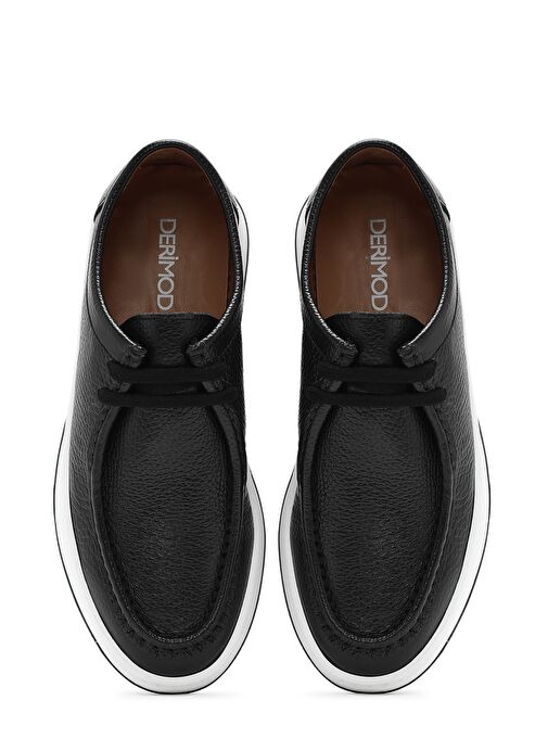 Erkek Siyah Bağcıklı Deri Casual Ayakkabı 25SFD6312FT - Görsel 8