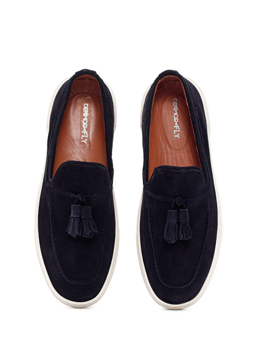 Derimod Fly Erkek Lacivert Süet Deri Casual Loafer 25SFD631310 - Görsel 8