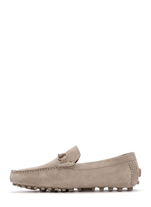 Erkek Bej Süet Deri Loafer 25SFD630810 - Görsel 5