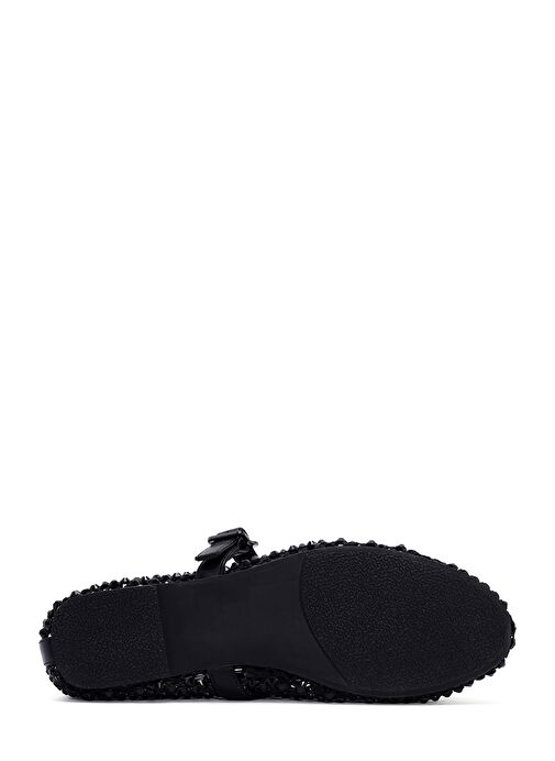 Kadın Siyah Fileli Taşlı Babet 25SFD441114 - Görsel 5