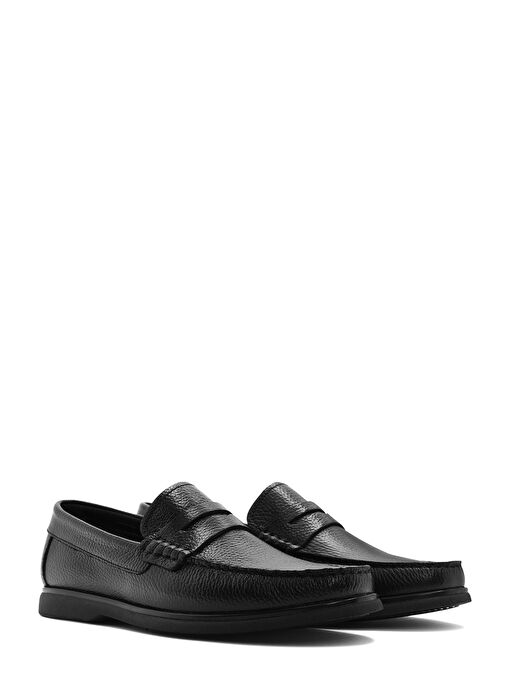 Erkek Siyah Deri Casual Loafer 25SFD6324FT - Görsel 4