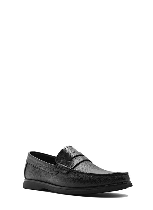 Erkek Siyah Deri Casual Loafer 25SFD6324FT - Görsel 7