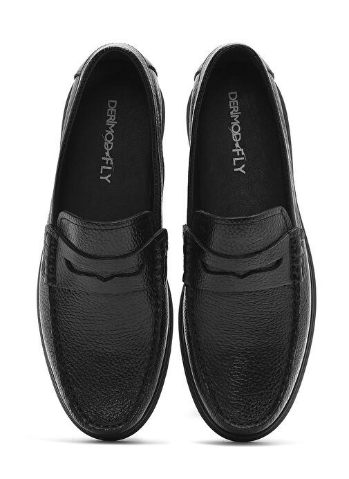 Erkek Siyah Deri Casual Loafer 25SFD6324FT - Görsel 8
