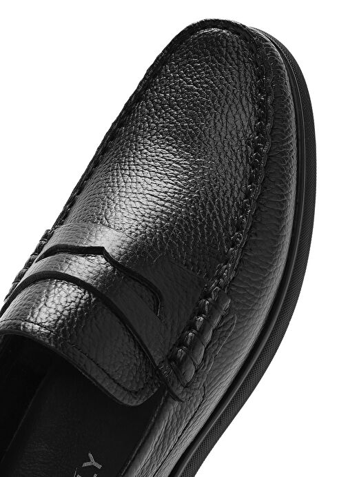 Erkek Siyah Deri Casual Loafer 25SFD6324FT - Görsel 9