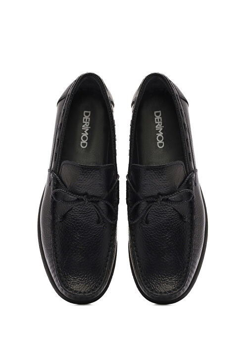Erkek Siyah Deri Casual Loafer 25SFD6302FT - Görsel 8