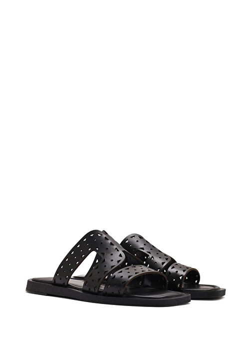 Derimod Derimod Kadın Siyah Deri Terlik 25SFD182718 Sandalet & Terlik | Boyner Siyah - 4. görsel