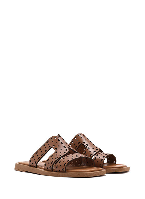 Derimod Taba Kadın Deri Terlik 25SFD182718 - Görsel 4