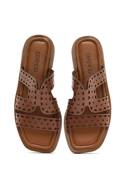 Derimod Taba Kadın Deri Terlik 25SFD182718 - Görsel 8