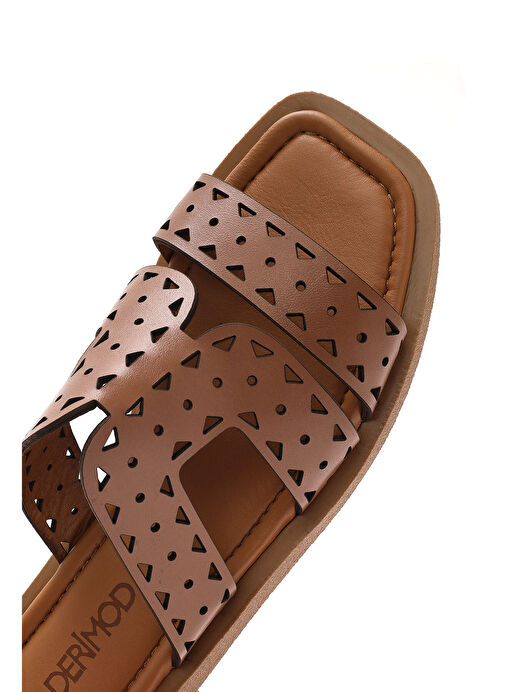 Derimod Taba Kadın Deri Terlik 25SFD182718 - Görsel 9