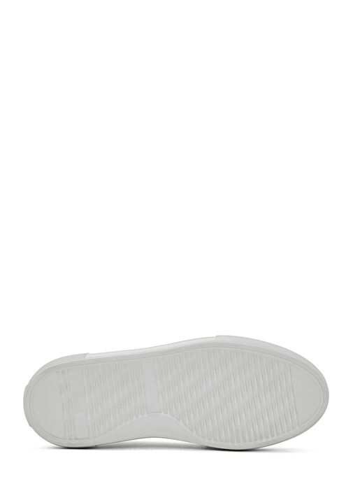 Kadın Beyaz Bağcıklı Kalın Tabanlı Deri Sneaker 25SFD371318 - Görsel 5