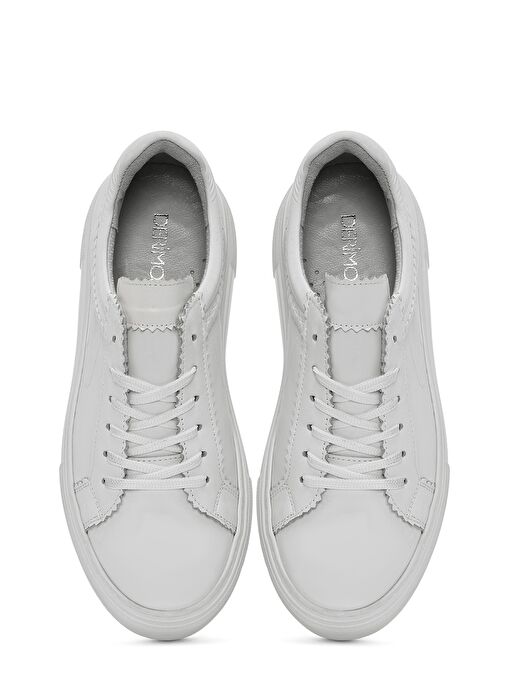 Kadın Beyaz Bağcıklı Kalın Tabanlı Deri Sneaker 25SFD371318 - Görsel 8