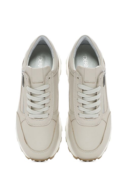 Derimod Derimod Kadın Bej Bağcıklı Yandan Fermuarlı Deri Sneaker 25SFD372118 | Boyner Bej - 8. görsel
