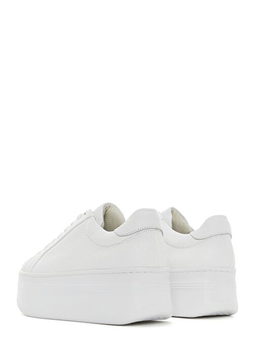 Kadın Beyaz Bağcıklı Kalın Tabanlı Deri Sneaker 25SFD371618 - Görsel 6