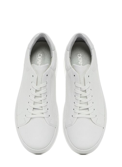 Kadın Beyaz Bağcıklı Kalın Tabanlı Deri Sneaker 25SFD371618 - Görsel 8