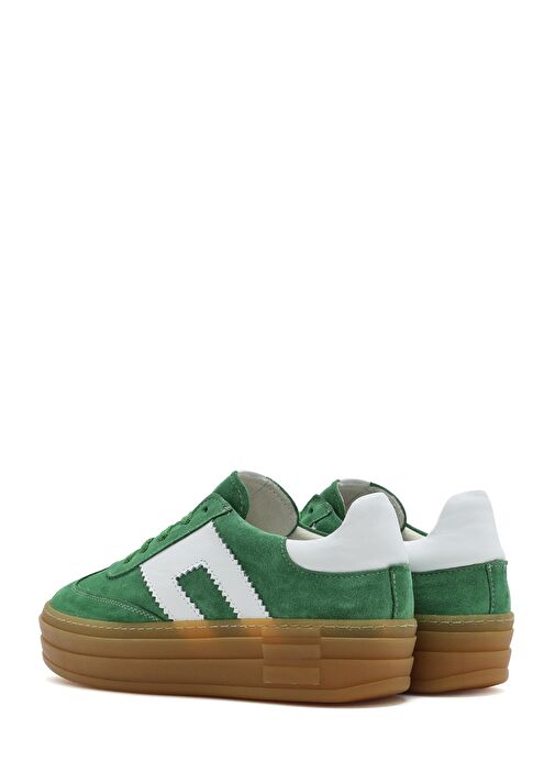 Kadın Yeşil Bağcıklı Süet Deri Sneaker 25SFD371710 - Görsel 6