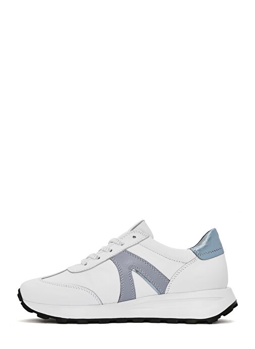 Kadın Beyaz Bağcıklı Deri Sneaker 25SFD372218 - Görsel 3