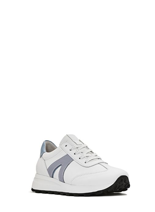 Kadın Beyaz Bağcıklı Deri Sneaker 25SFD372218 - Görsel 7