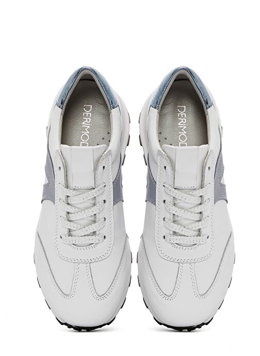 Kadın Beyaz Bağcıklı Deri Sneaker 25SFD372218 - Görsel 8