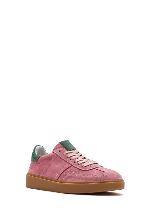 Kadın Pembe Bağcıklı Süet Deri Sneaker 25SFD370910 - Görsel 7