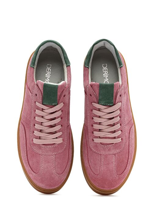Kadın Pembe Bağcıklı Süet Deri Sneaker 25SFD370910 - Görsel 8