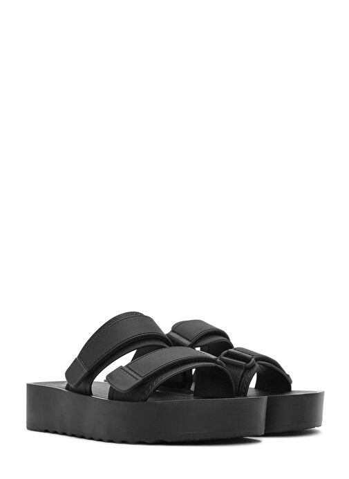 Kadın Siyah Bantlı Kalın Tabanlı Jelly Terlik 25SFE4751PV - Görsel 4