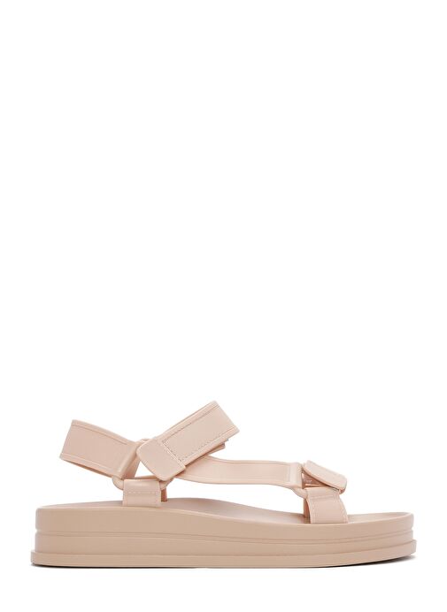 Kadın Bej Bantlı Kalın Tabanlı Jelly Sandalet 25SFE4752PV - Görsel 2