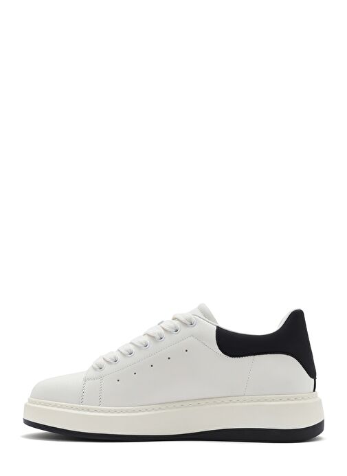 Erkek Beyaz Bağcıklı Deri Sneaker 25SFD691818 - Görsel 3