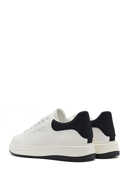 Erkek Beyaz Bağcıklı Deri Sneaker 25SFD691818 - Görsel 6