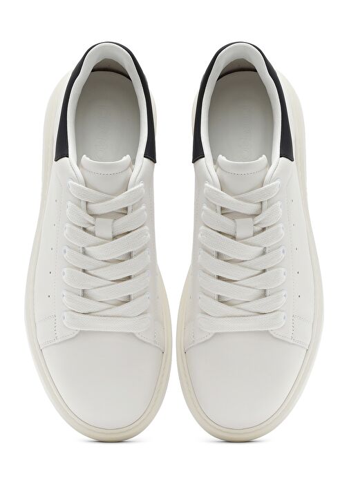 Erkek Beyaz Bağcıklı Deri Sneaker 25SFD691818 - Görsel 8