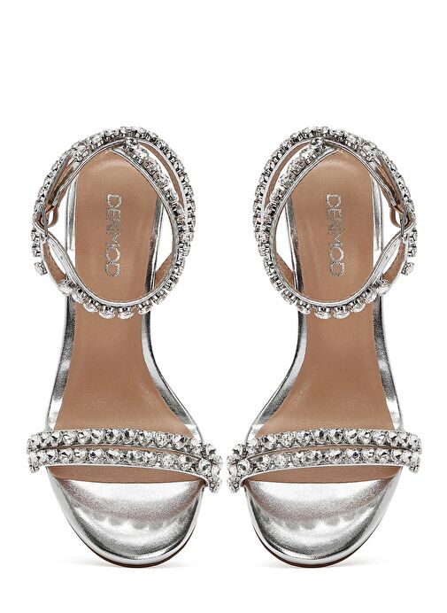 Derimod Derimod Kadın Gümüş Bilekten Tokalı Taşlı İnce Topuklu Sandalet 25SFD443914 Sandalet & Terlik | Boyner Gümüş - 9. görsel