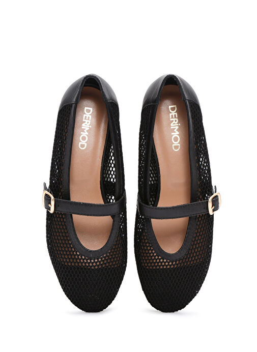 Kadın Siyah Fileli Bantlı Babet 25SFD14016F - Görsel 8