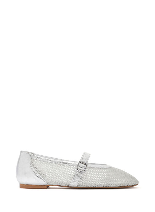 Kadın Gümüş Fileli Bantlı Babet 25SFD14016F - Görsel 2