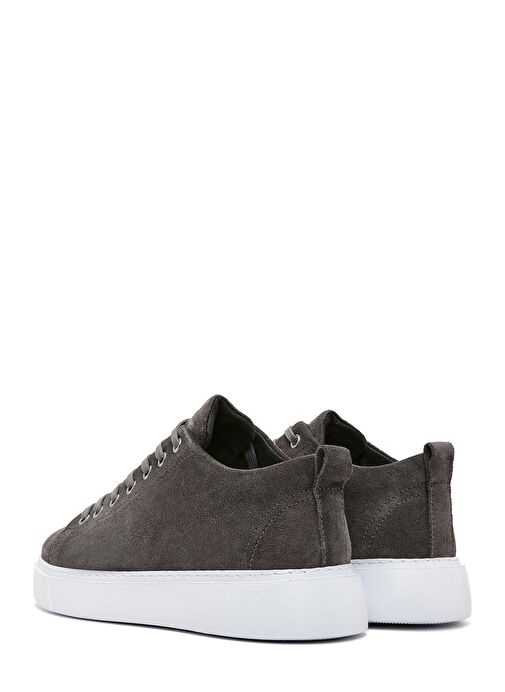 Erkek Gri Bağcıklı Süet Deri Sneaker 25SFD752110 - Görsel 6