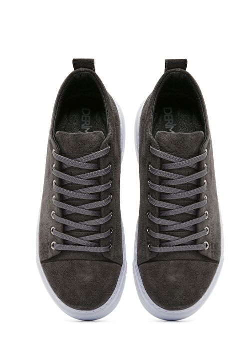 Erkek Gri Bağcıklı Süet Deri Sneaker 25SFD752110 - Görsel 8
