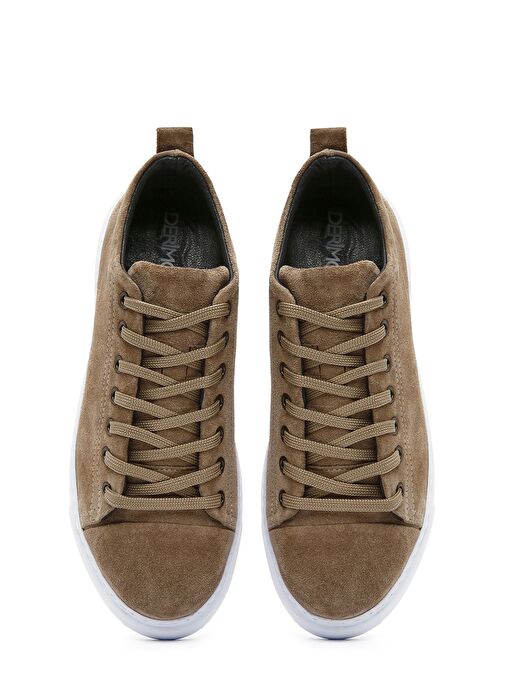 Erkek Vizon Bağcıklı Süet Deri Sneaker 25SFD752110 - Görsel 8