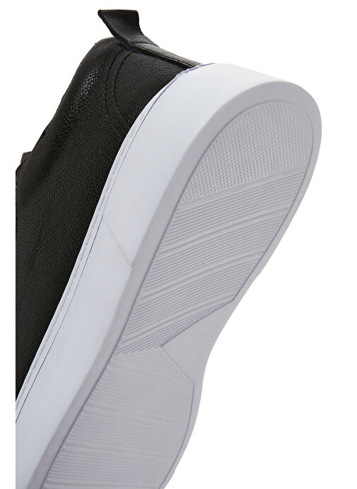 Erkek Siyah Kalın Tabanlı Bağcıklı Deri Sneaker 25SFD752116 - Görsel 9