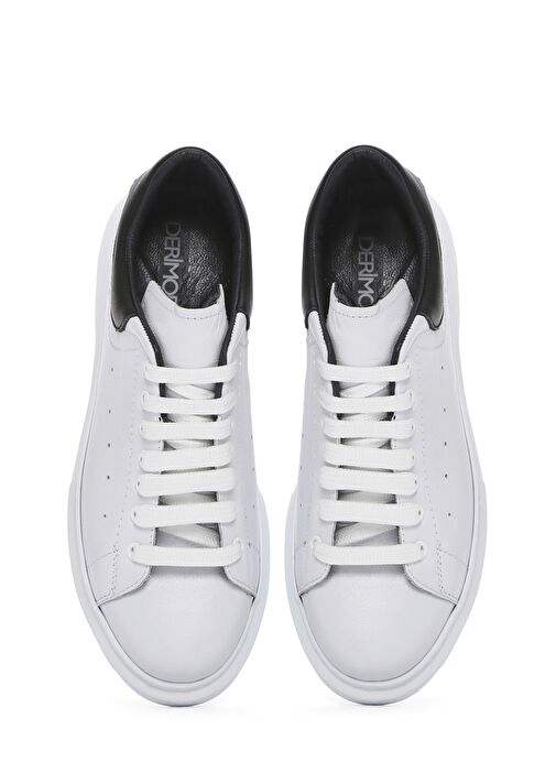 Erkek Beyaz Bağcıklı Kalın Tabanlı Deri Sneaker 25SFD752218 - Görsel 8
