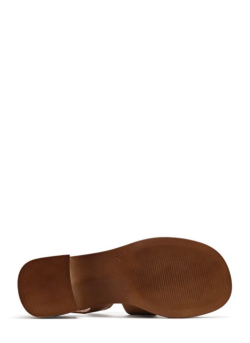 Kadın Taba Bilekten Tokalı Kısa Topuklu Deri Sandalet 25SFD341118 - Görsel 5