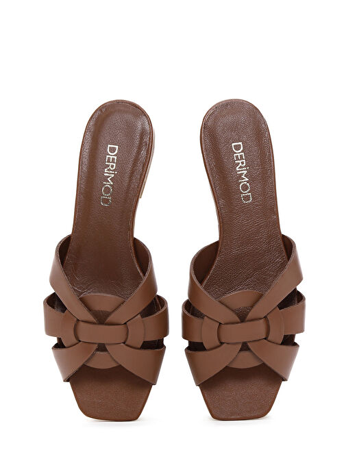 Kadın Taba Deri Terlik 25SFD140018 - Görsel 7