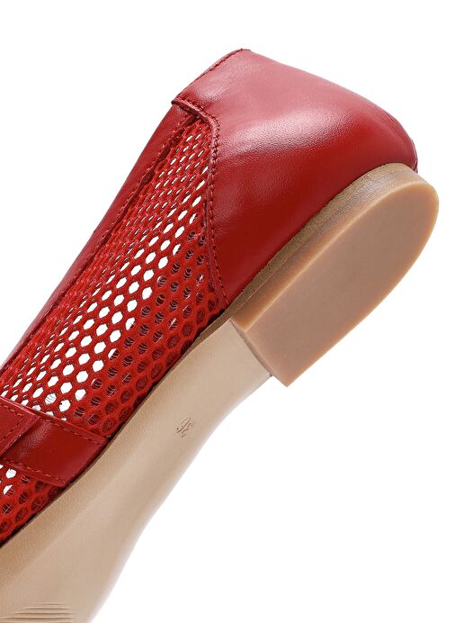 Kadın Kırmızı Fileli Bantlı Babet 25SFD14016F - Görsel 9