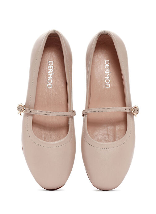 Derimod Bej Kadın Deri Babet 25SFD350318 - Görsel 8