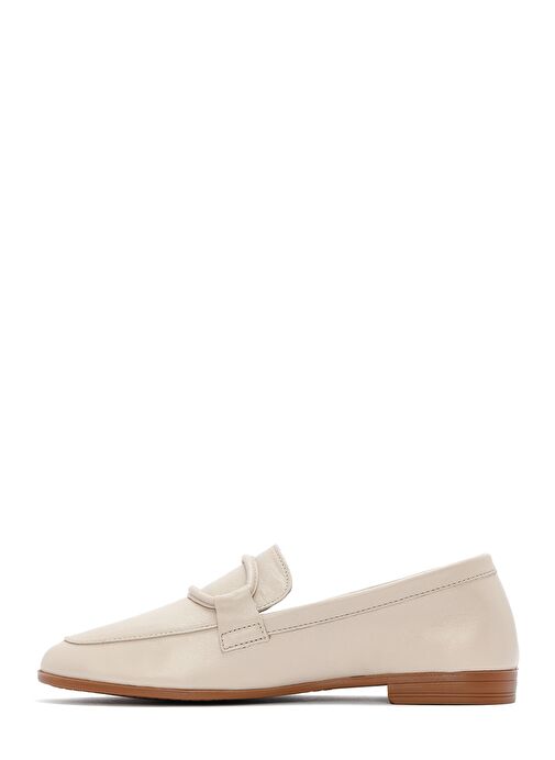 Kadın Bej Deri Casual Loafer 25SFD350418 - Görsel 3