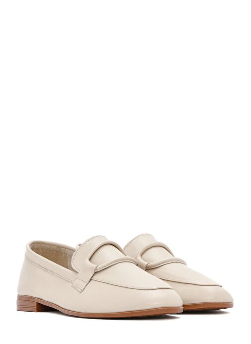 Kadın Bej Deri Casual Loafer 25SFD350418 - Görsel 4