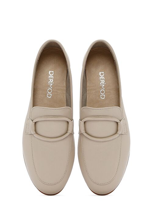 Kadın Bej Deri Casual Loafer 25SFD350418 - Görsel 8
