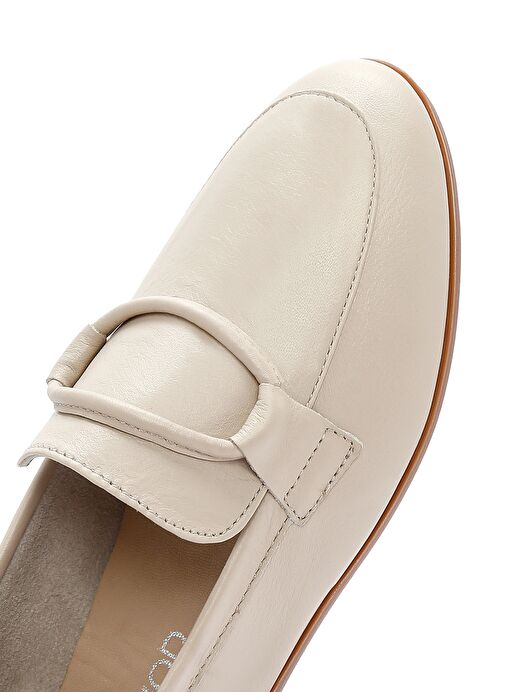 Kadın Bej Deri Casual Loafer 25SFD350418 - Görsel 9
