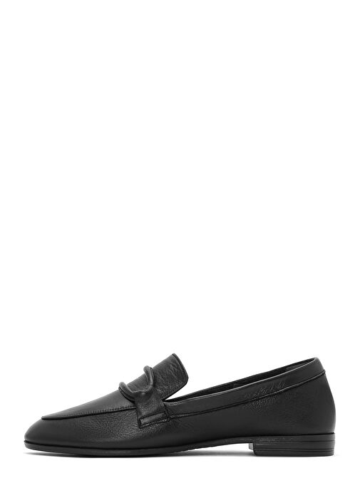 Kadın Siyah Deri Casual Loafer 25SFD350418 - Görsel 3
