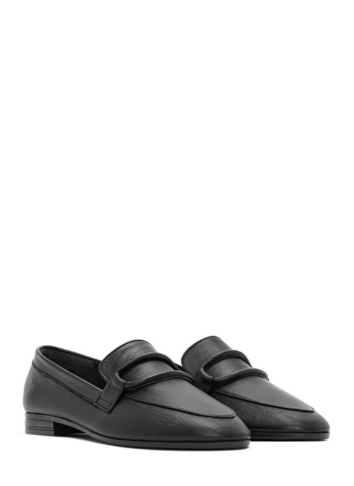 Kadın Siyah Deri Casual Loafer 25SFD350418 - Görsel 4